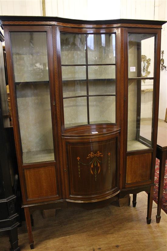 Edwardian inlaid mahogany china display cabinet